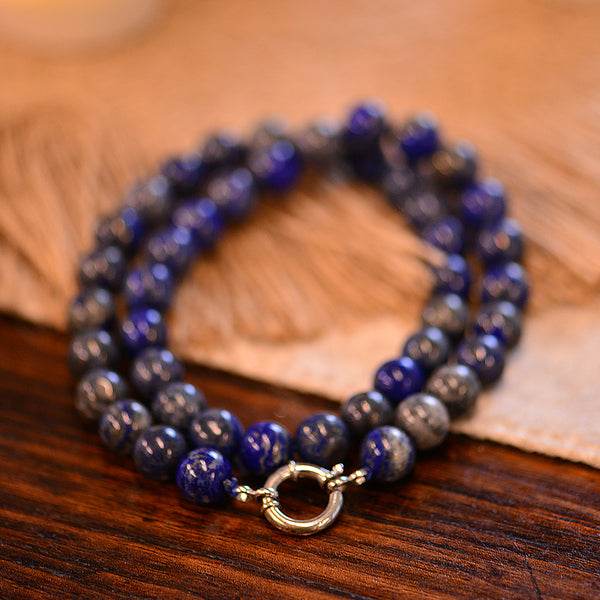 Lapis Lazuli 10mm Bead 45cm  Necklace with Silver Bolt Clasp