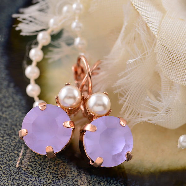 Mariana Amethyst and Pearl Crystal Hook Earrings