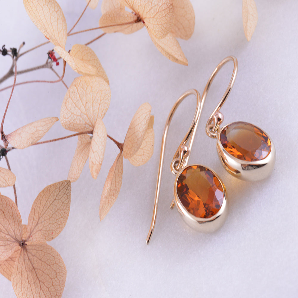 Citrine drop earrings yellow gold hotsell