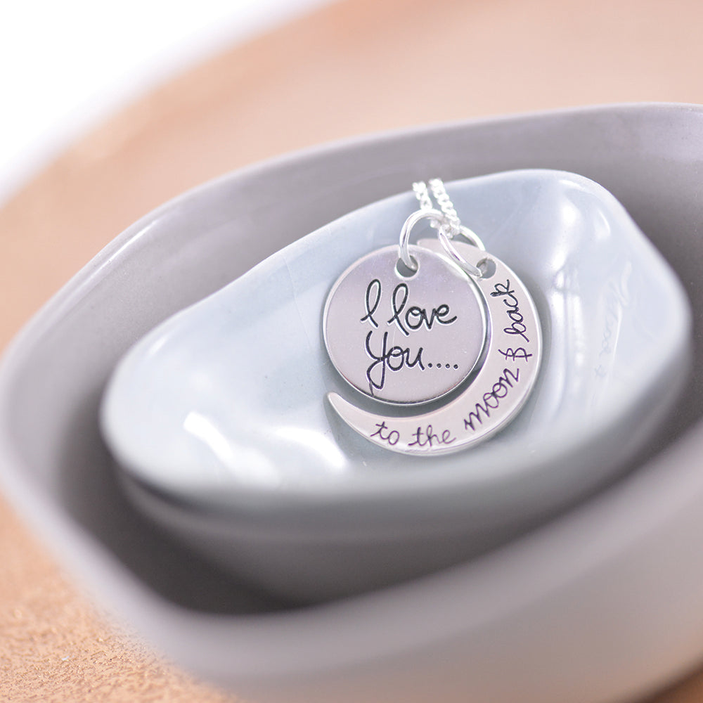 I love you to the moon and shop back necklace with birthstones