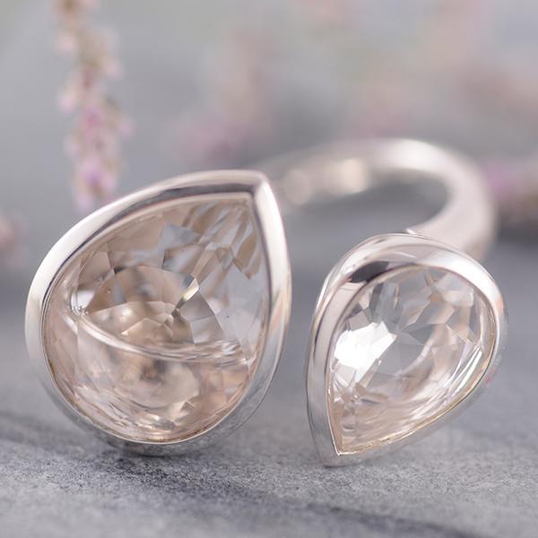 Polished Rock Crystal Ring set in Sterling Silver