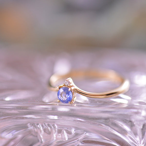 Ceylon Sapphire and Diamond Upsweep Ring