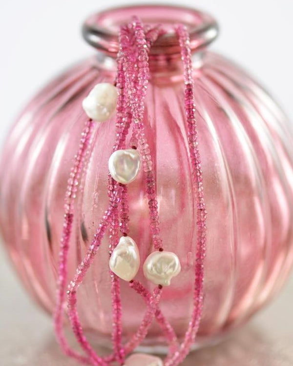 Pink Tourmaline and Pearl Necklace