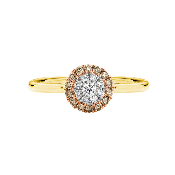 Australian Chocolate Diamond and White Diamond 9ct Yellow and White Gold Ring