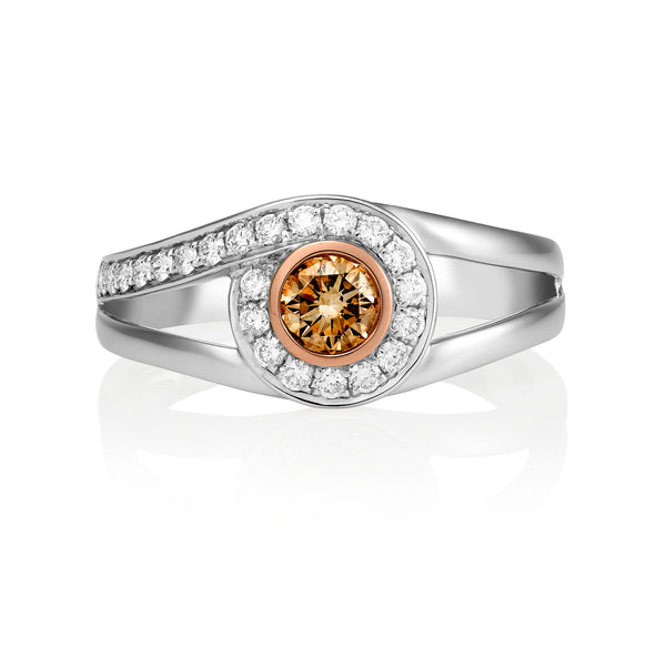 Australian Argyle Chocolate Diamond and White Diamond 9ct Rose and Yellow Gold Engagement Ring