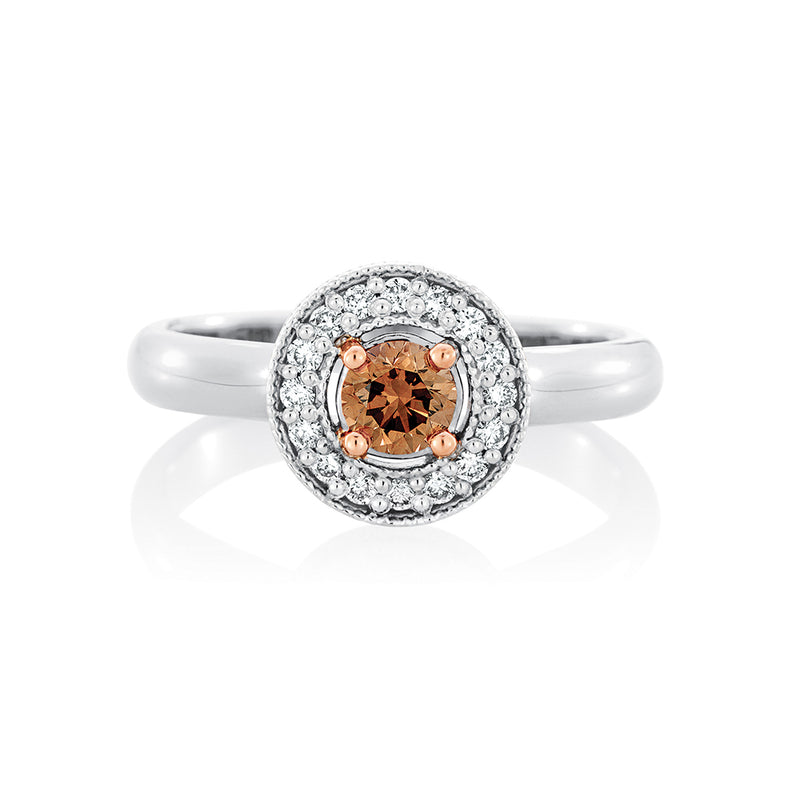 Australian Argyle Chocolate Diamond and White Diamond 9ct White and Rose Gold Engagement Ring