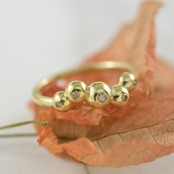 Australian Chocolate Diamond 9ct Yellow Gold Bubble Nest Ring