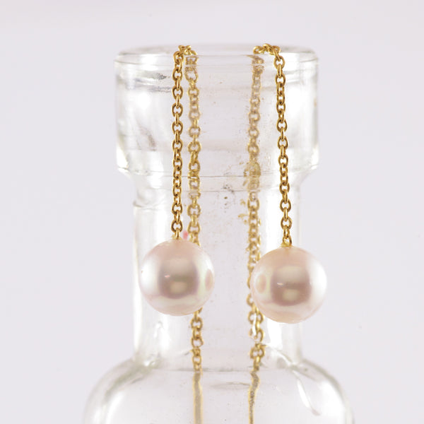 Akoya Pearl Gold Thread Earrings