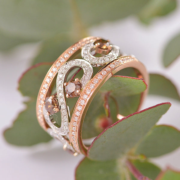 Australian Chocolate Diamond Swirl Ring