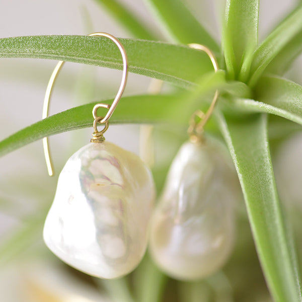 14ct Yellow Gold Baroque Freshwater Pearl Drop Earrings