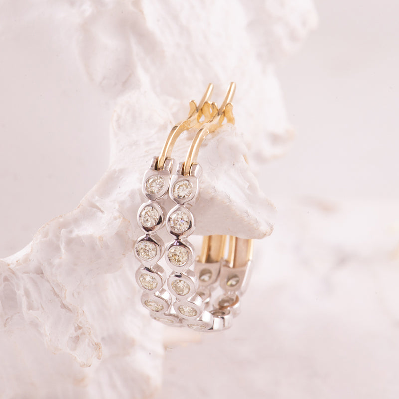 Yellow & White Gold Diamond Hoop Earrings