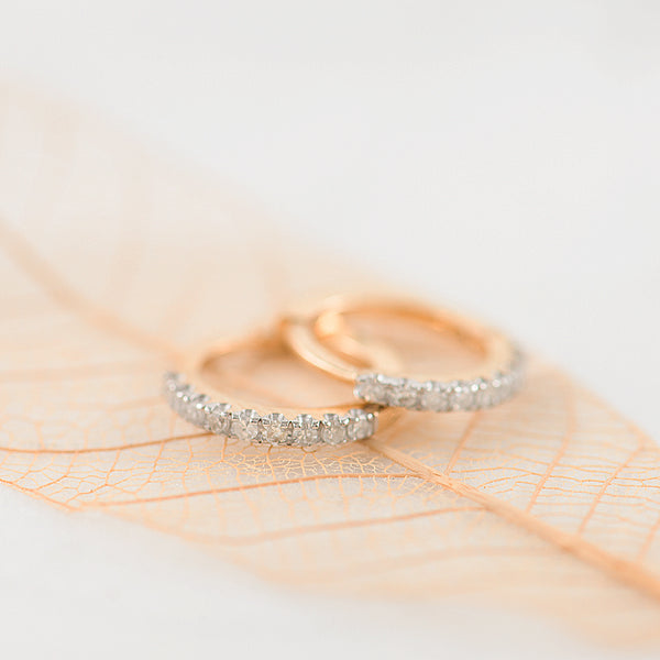 9ct Yellow Gold Diamond set huggie earrings