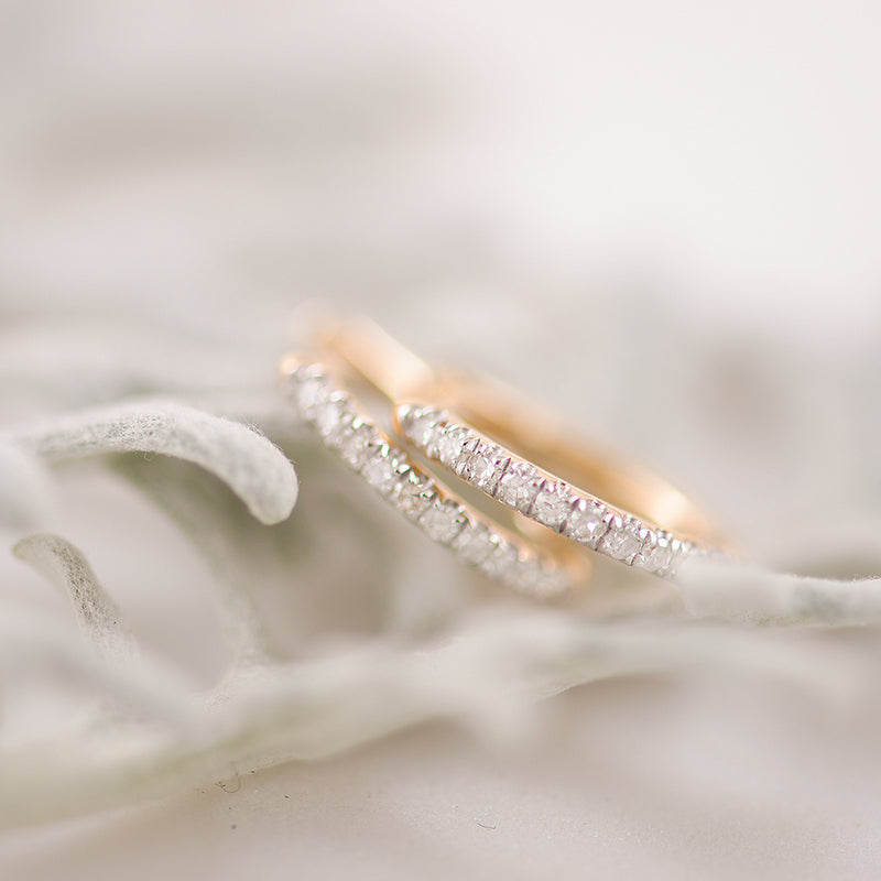 9ct Yellow Gold Diamond set huggie earrings