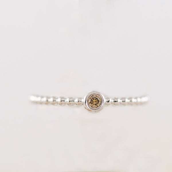 9ct White Gold Australian Chocolate Diamond Ball Ring