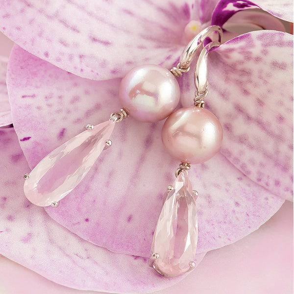 Pink Edison Pearl & Rose Quartz Earrings