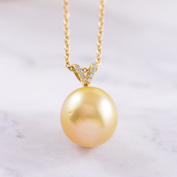 Golden South Sea Pearl and Diamond