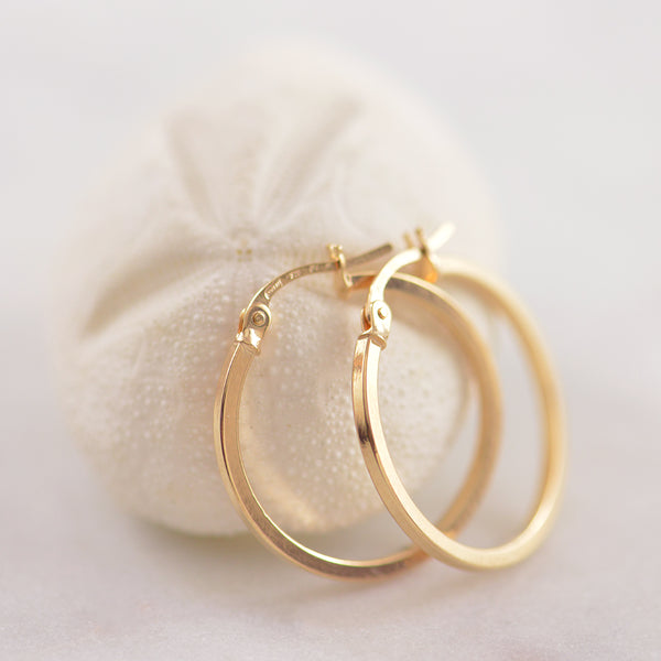 9ct Yellow Gold Italian Flat Profile Hoops