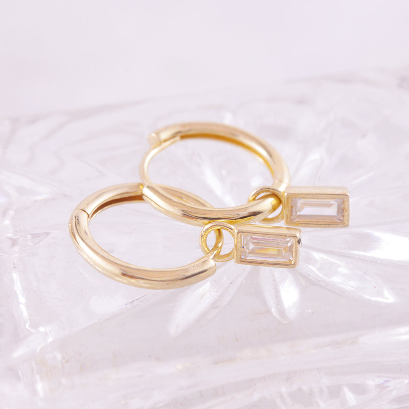 9ct Yellow Gold Huggies with CZ Drops