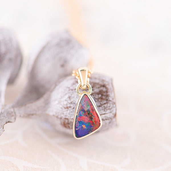 Fiery Solid Opal Pendant