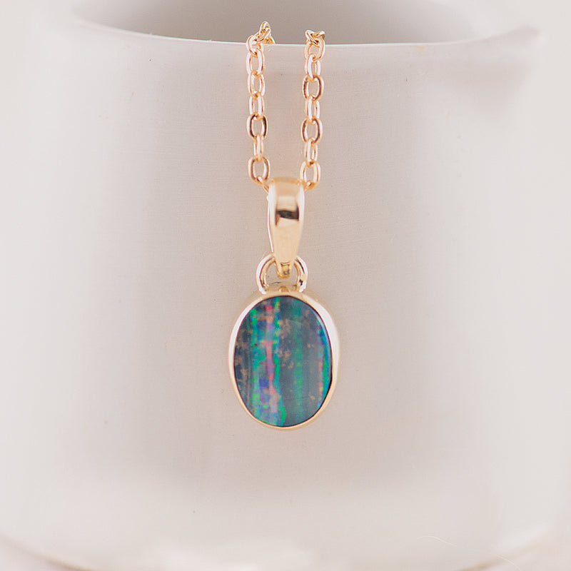 Striped Solid Opal Pendant