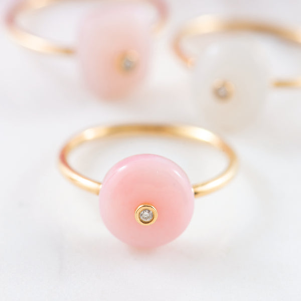 Pink Quartz & Diamond Ring