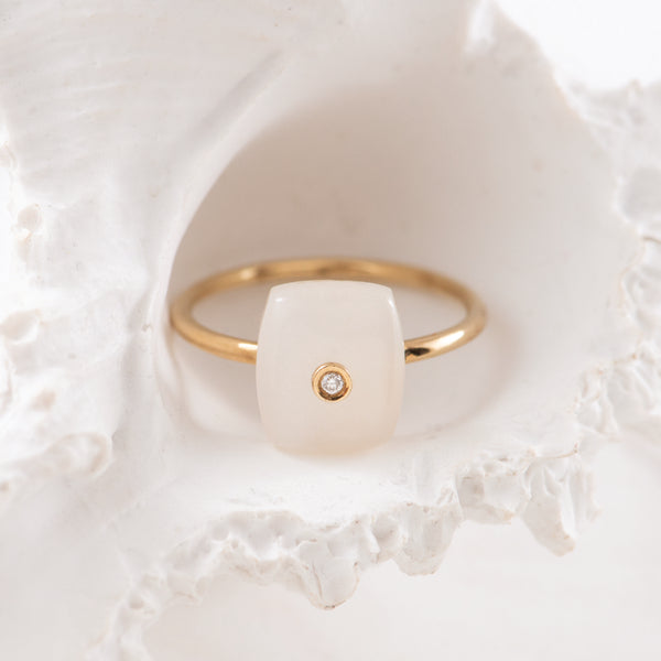 White Onyx & Diamond Ring