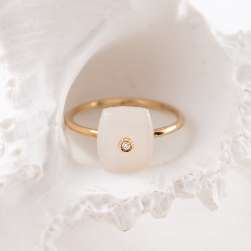 White Onyx & Diamond Ring