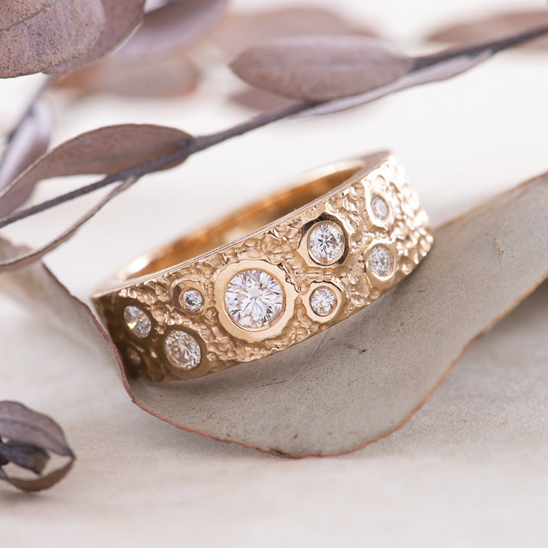 Yellow Gold & Diamond Moon Ring