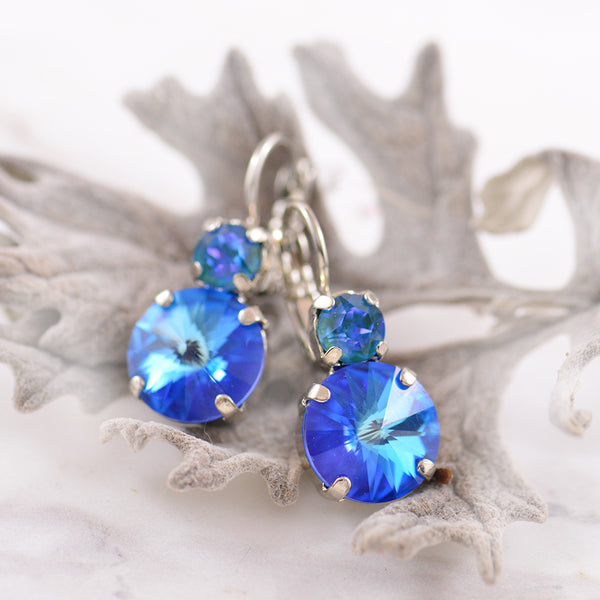 Mariana Blue Delight Crystal Hook Earrings