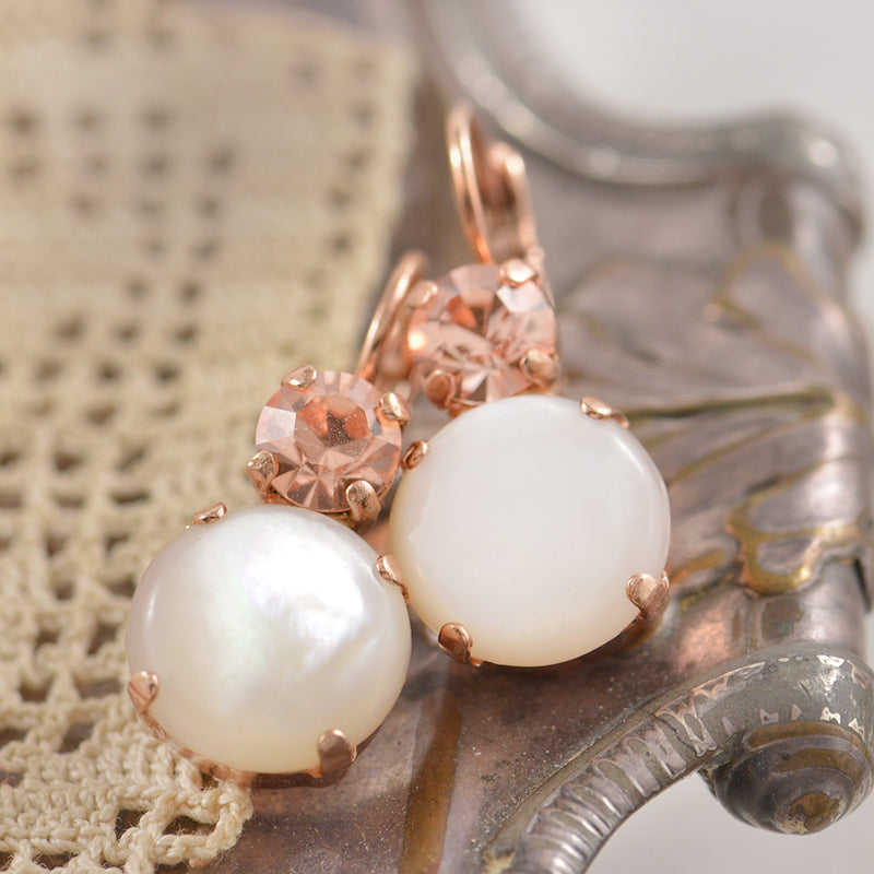 Mariana Champagne and Pearlescent Crystal Earrings