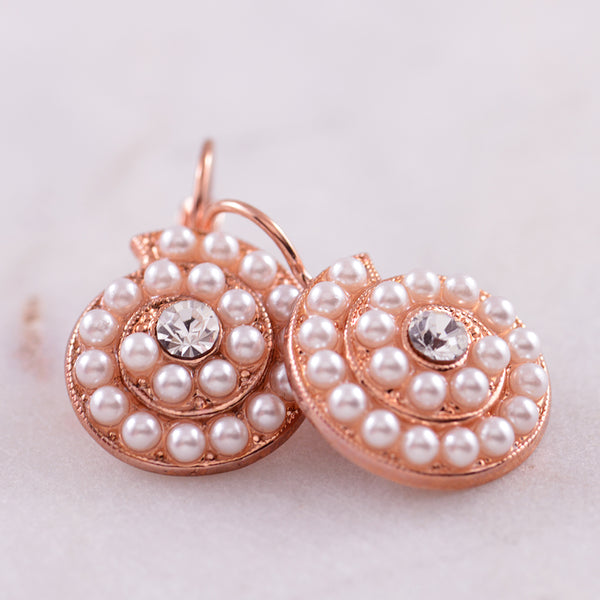 Swirl Pearl and Crystal Hook Earrings