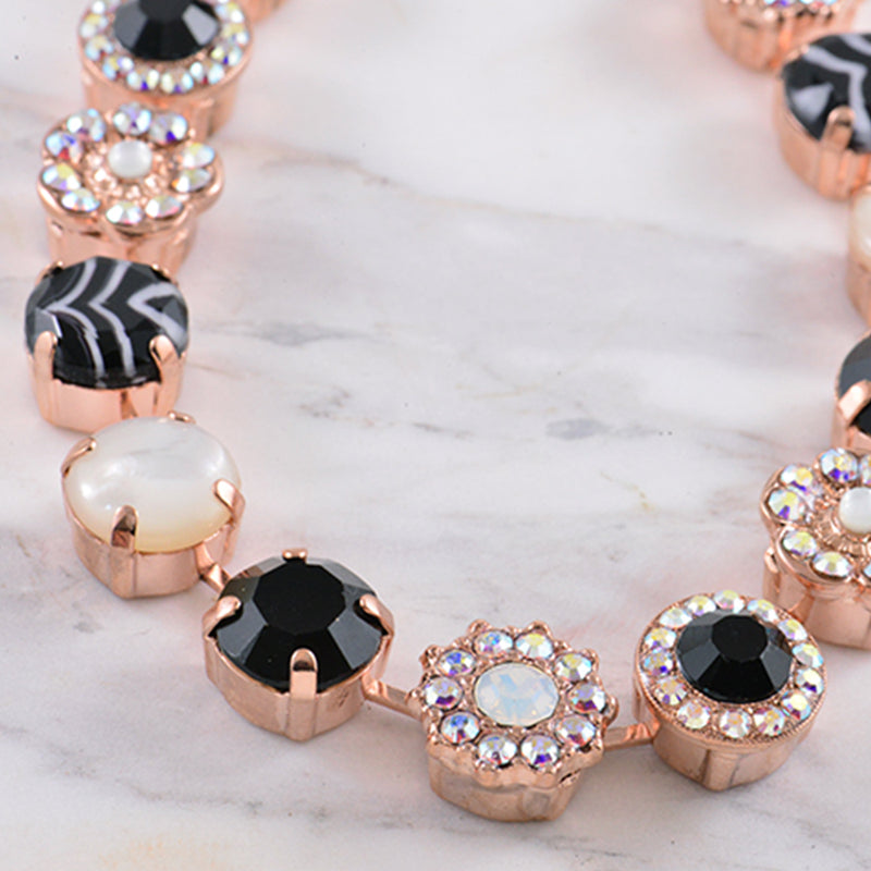 Zebra Black and White Rose Gold Plated Crystal Bracelet