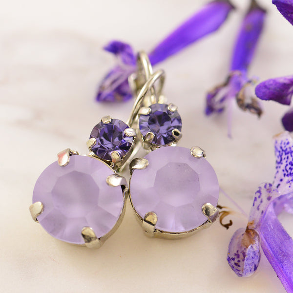 Light and Dark Purple Crystal Earrings