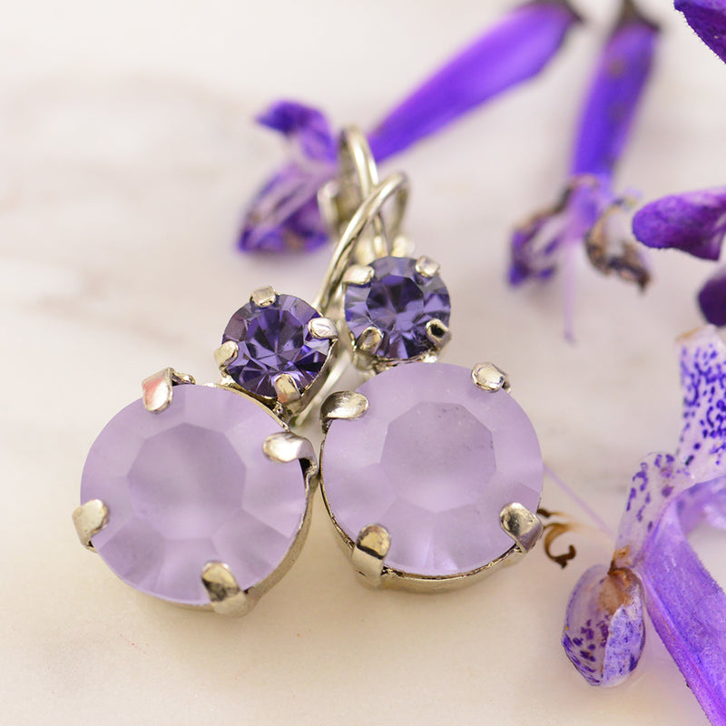 Light and Dark Purple Crystal Earrings