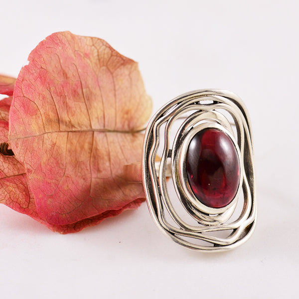 Garnet sterling silver ring deals