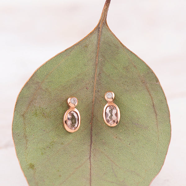 Morganite and Diamond Rose Gold Stud Earrings