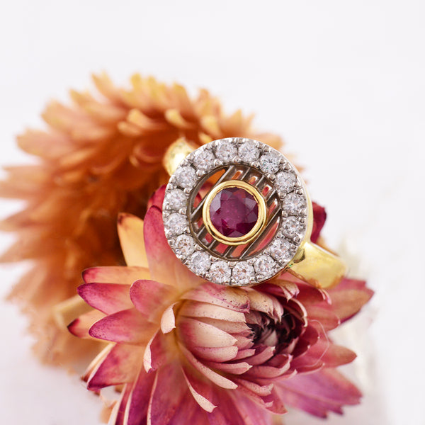 Ruby and Diamond Art Deco Style Ring