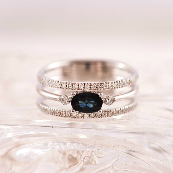 Australian Sapphire & Diamond Triple Band Ring