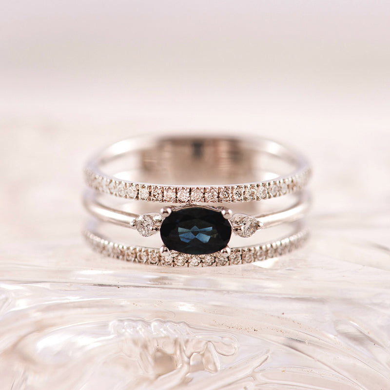 Australian Sapphire & Diamond Triple Band Ring