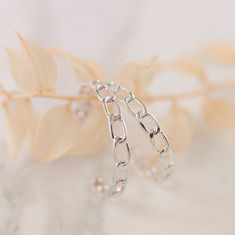 Sterling Silver Link Hoop Stud Earrings
