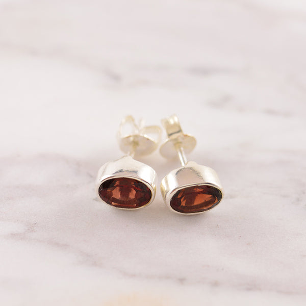 Sterling Silver Garnet Studs