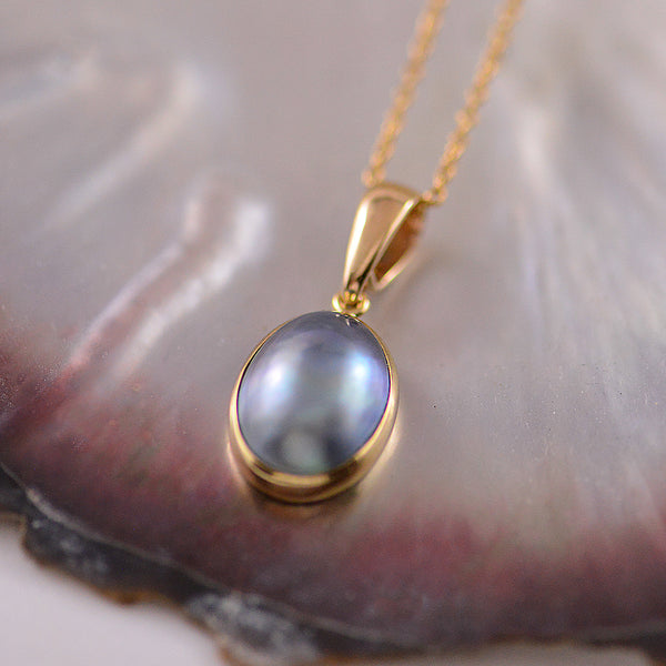 9ct Yellow Gold Tahitian Mabe Pearl Bezel Set Pendant