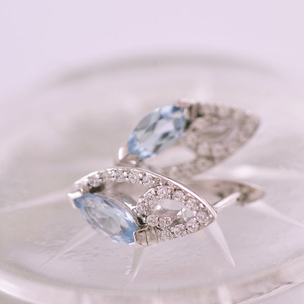 Sterling Silver Topaz and White Sapphire post and lever arch style Earrings