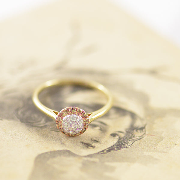 Australian Chocolate Diamond and White Diamond 9ct Yellow and White Gold Ring