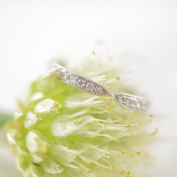 9ct White Gold Diamond Twist Top Wedding Ring
