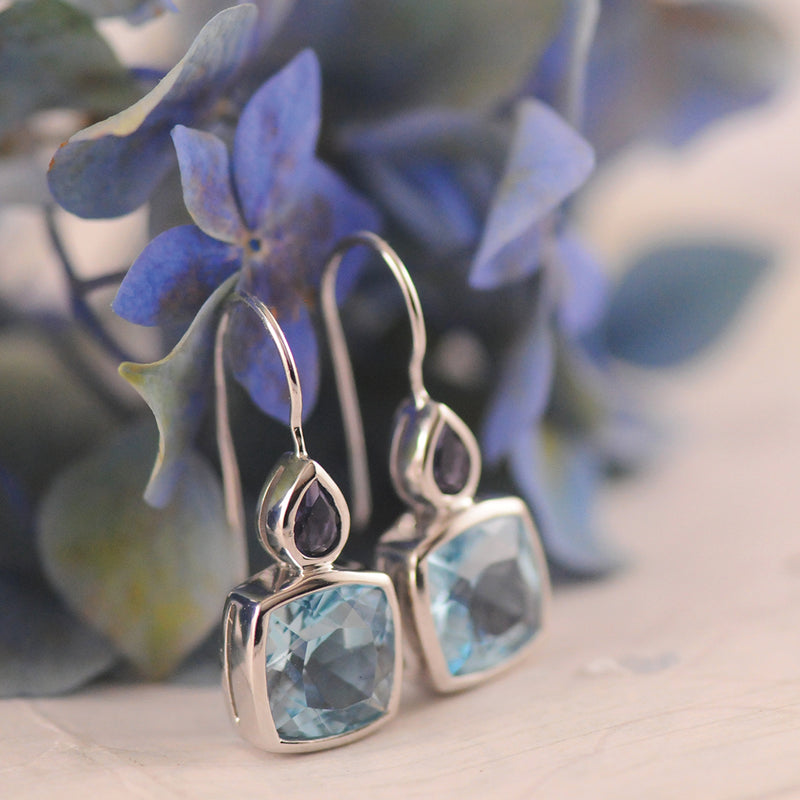 Topaz and Iolite Sterling Silver Drop Earrings