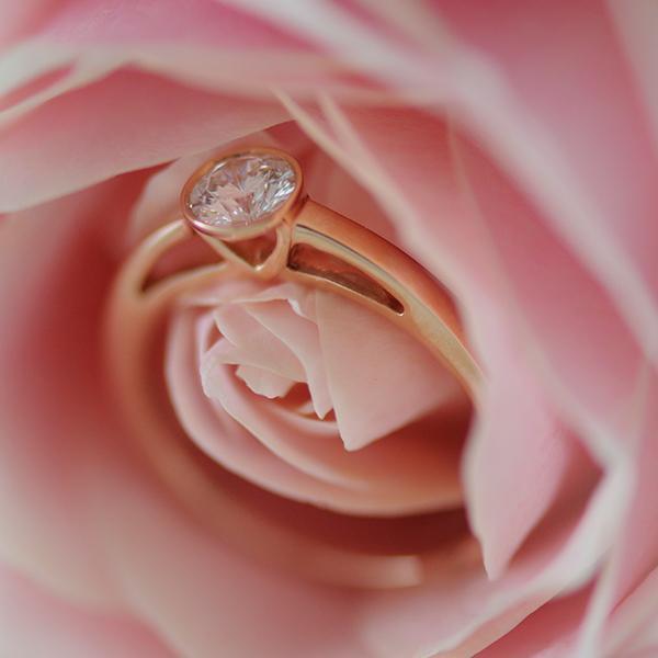 Aurora Diamond Engagement Ring Bezel Set in 18k Rose Gold