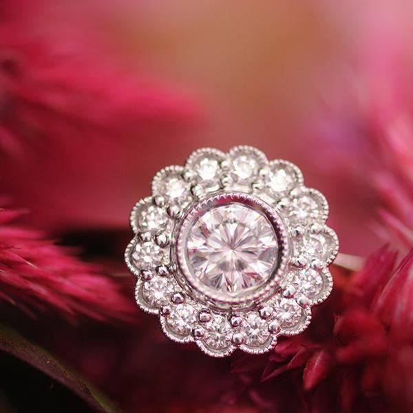 Aurora Diamond Daisy Ring set in 18k White & Yellow Gold