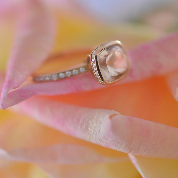 "Lumiere" - Morganite and Diamond Ring in 18k Rose Gold