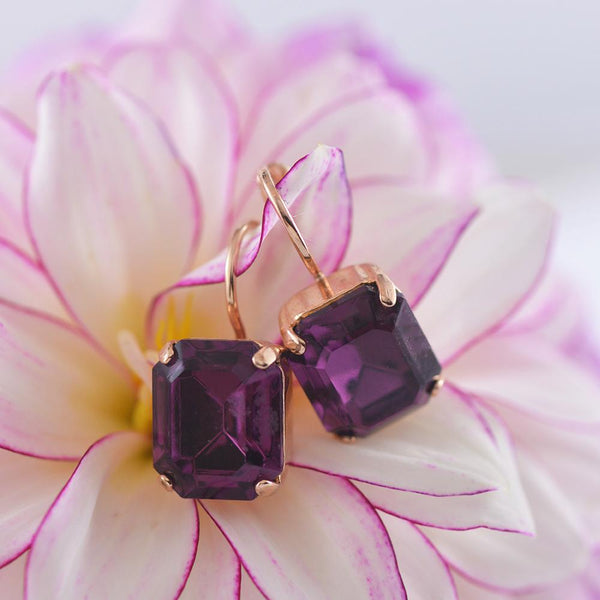 Mariana Amethyst Crystal Rectangle Earrings
